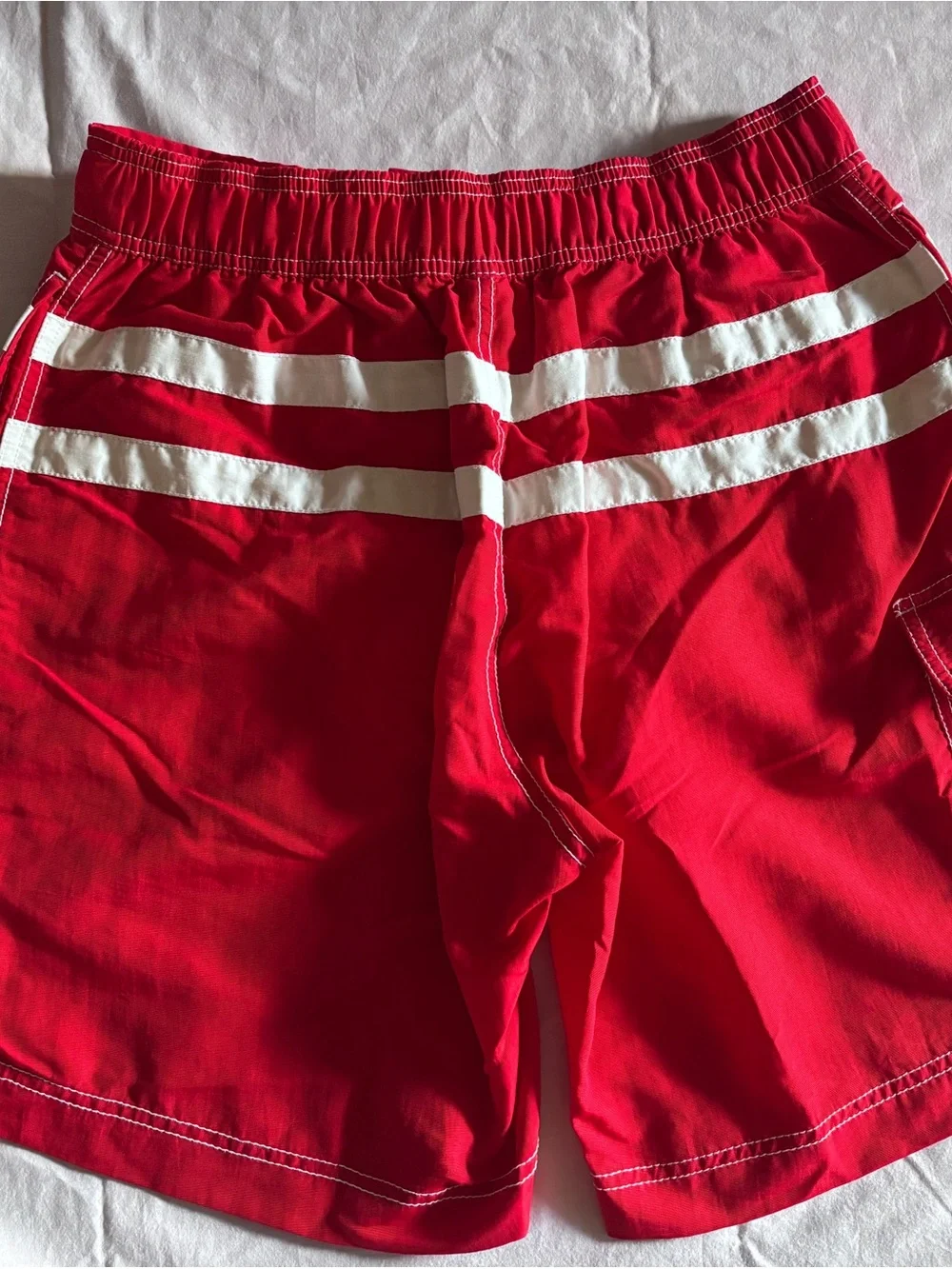 Tommy Hilfiger Mens Swim Shorts Red White Stripes Crest Varsity 2013 Size M
